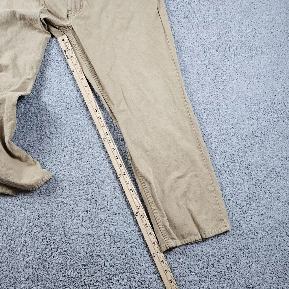 Polo Ralph Lauren Jeans Mens 38x27 Beige Linen Cotton Straight Casual Preppy